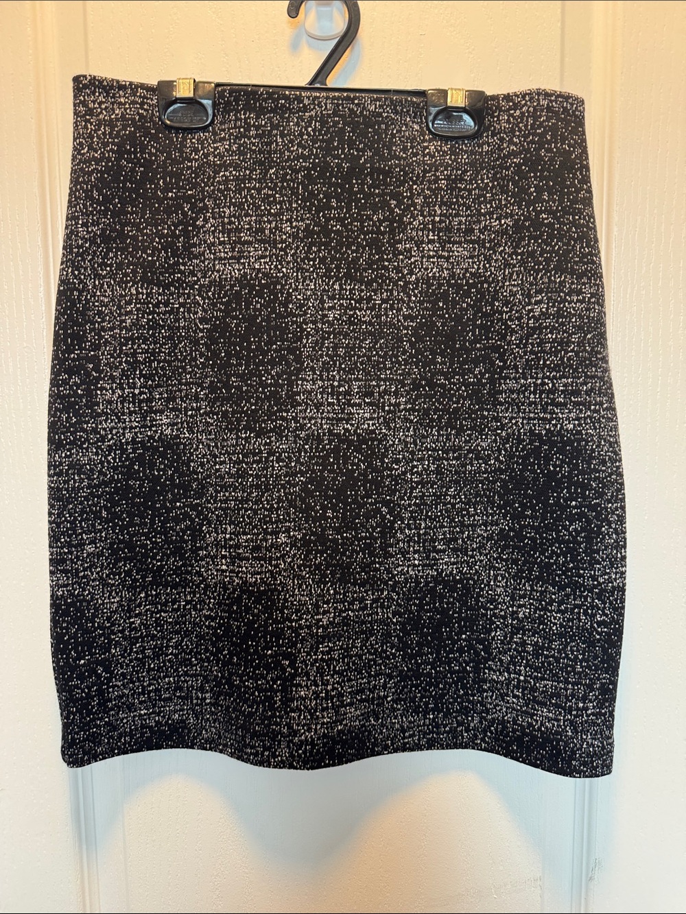 Textured Black and White Pencil Skirt